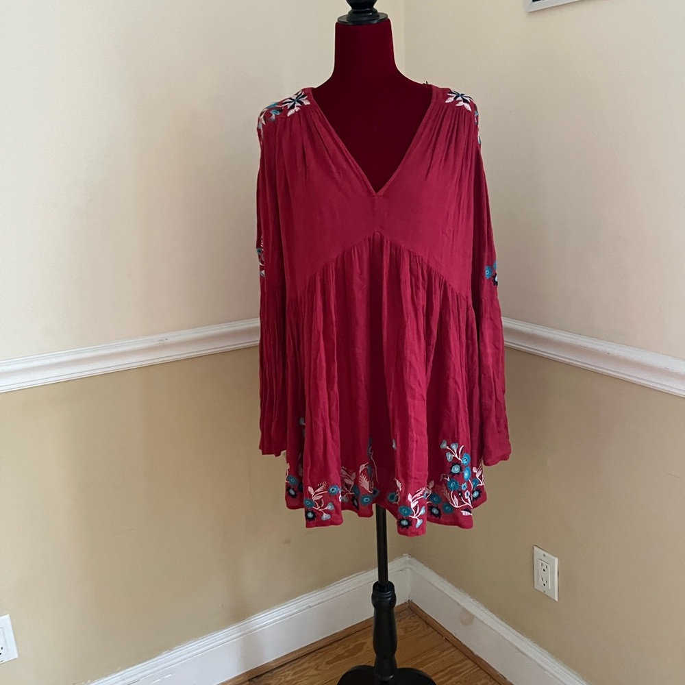 Free People Flowy Summer Spring Dress - Beautiful Red!